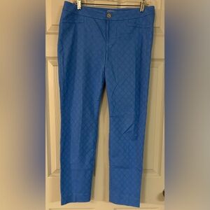 Lilly Pulitzer Bennet Blue Kelly Skinny Textured Ankle Pants Size 8